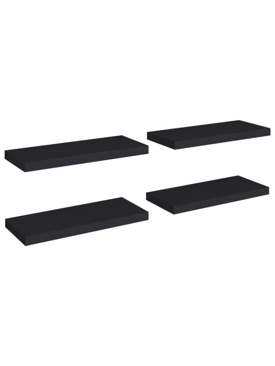 Sienas plaukti, 4 gab., melni, 60x23,5x3,8 cm, mdf