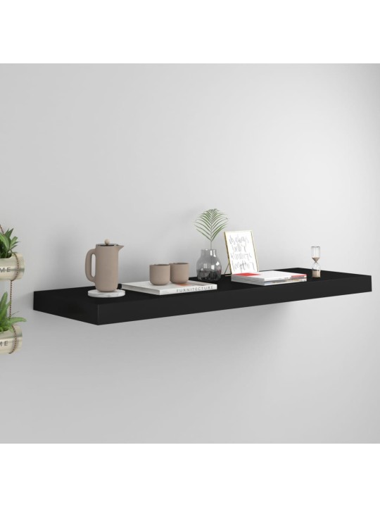 Sienas plaukts, melns, 80x23,5x3,8 cm, mdf