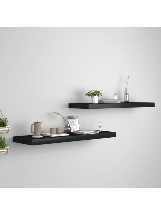 Sienas plaukti, 2 gab., melni, 80x23,5x3,8 cm, mdf