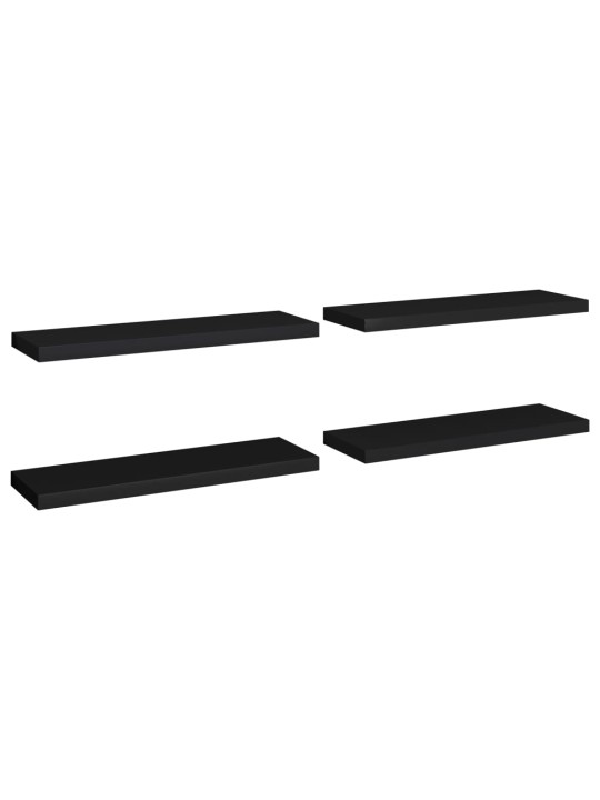 Sienas plaukti, 4 gab., melni, 80x23,5x3,8 cm, mdf