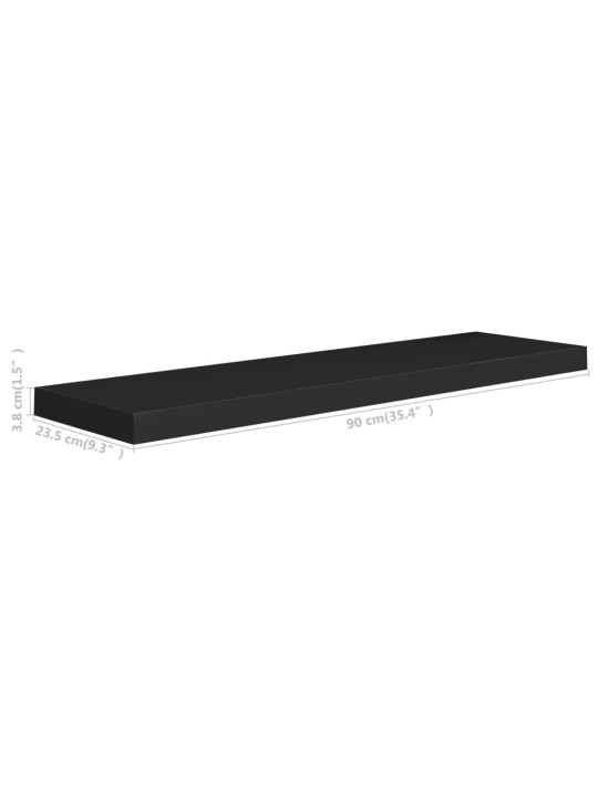 Sienas plaukts, melns, 90x23,5x3,8 cm, mdf