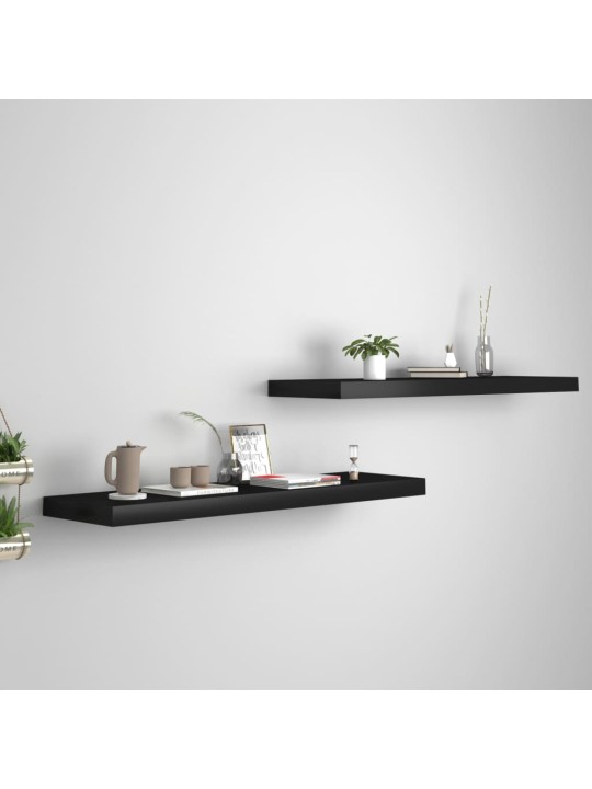 Sienas plaukti, 2 gab., melni, 90x23,5x3,8 cm, mdf