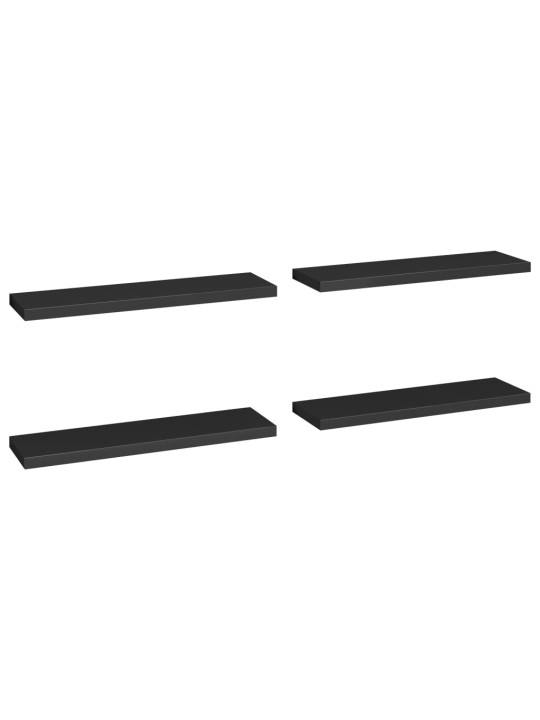 Sienas plaukti, 4 gab., melni, 90x23,5x3,8 cm, mdf