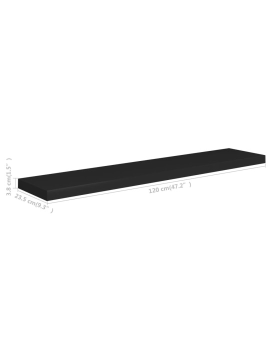 Sienas plaukts, melns, 120x23,5x3,8 cm, mdf