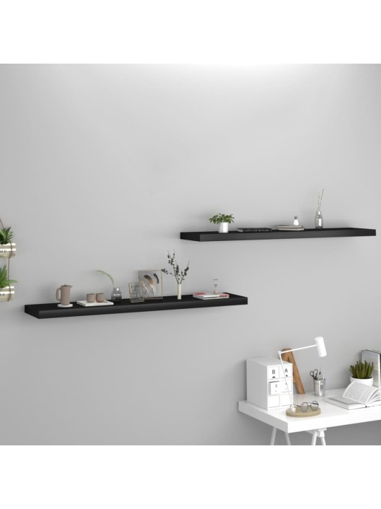 Sienas plaukti, 2 gab., melni, 120x23,5x3,8 cm, mdf
