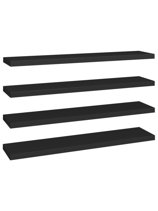 Sienas plaukti, 4 gab., melni, 120x23,5x3,8 cm, mdf