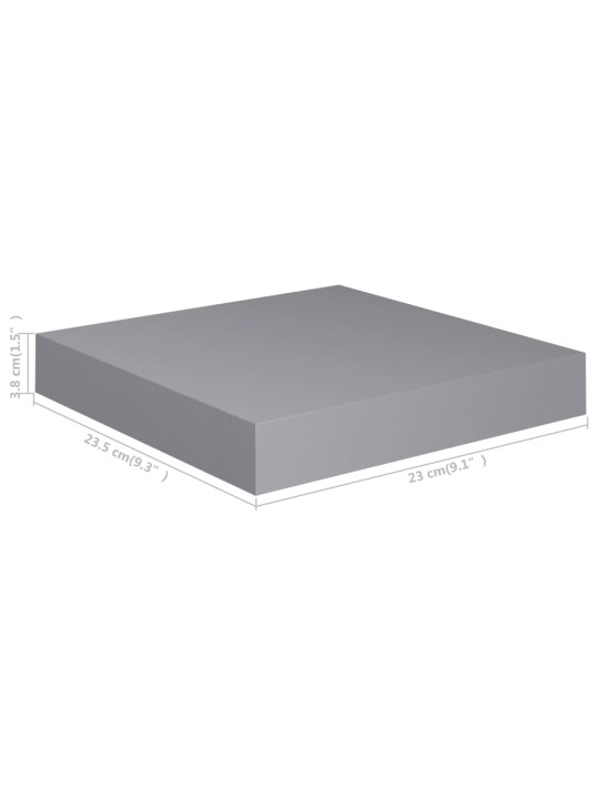 Sienas plaukts, pelēks, 23x23,5x3,8 cm, mdf