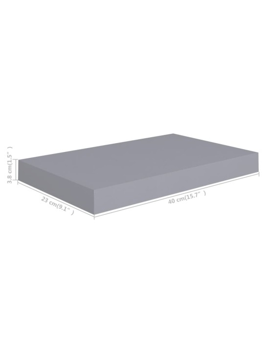 Sienas plaukti, 2 gab., pelēki, 40x23x3,8 cm, mdf