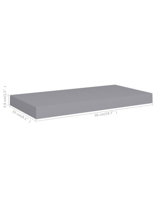 Sienas plaukts, pelēks, 50x23x3,8 cm, mdf