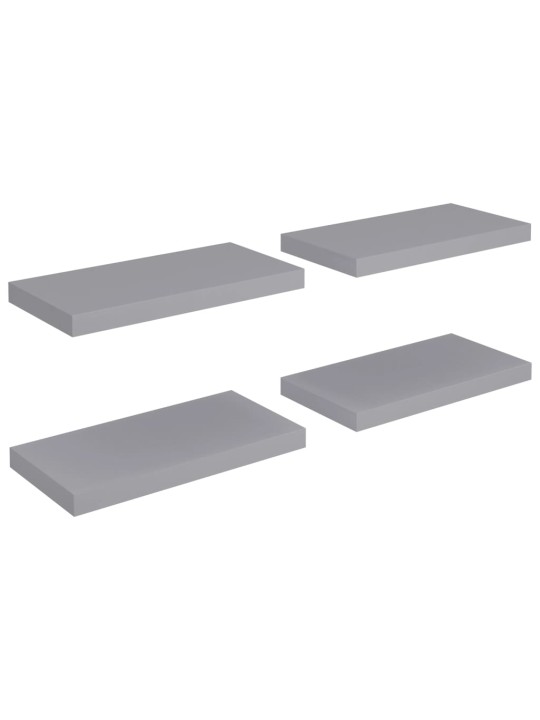 Sienas plaukti, 4 gab., pelēki, 50x23x3,8 cm, mdf