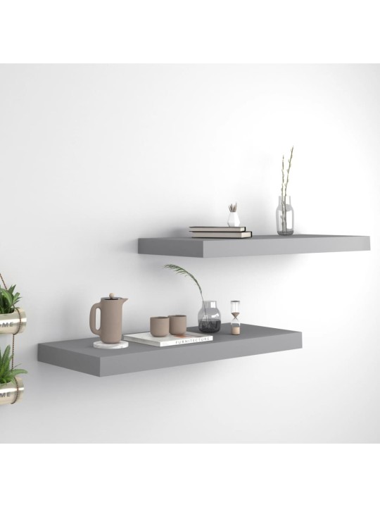 Sienas plaukti, 2 gab., pelēki, 60x23,5x3,8 cm, mdf