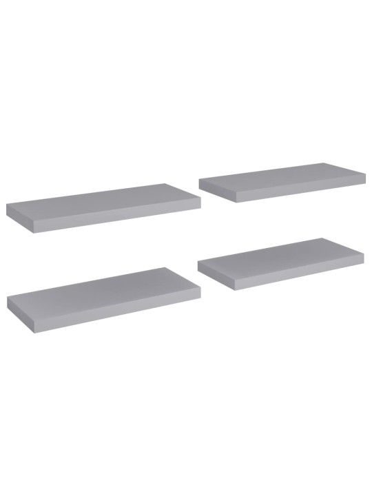 Sienas plaukti, 4 gab., pelēki, 60x23,5x3,8 cm, mdf