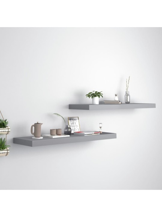 Sienas plaukti, 2 gab., pelēki, 80x23,5x3,8 cm, mdf