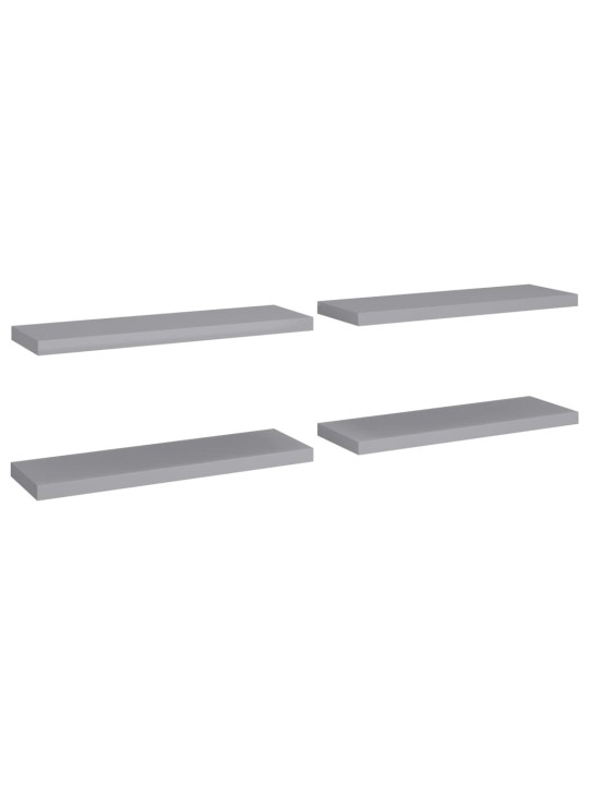 Sienas plaukti, 4 gab., pelēki, 80x23,5x3,8 cm, mdf