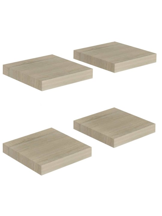 Sienas plaukti, 4 gab., ozolkoka krāsā, 23x23,5x3,8 cm, mdf