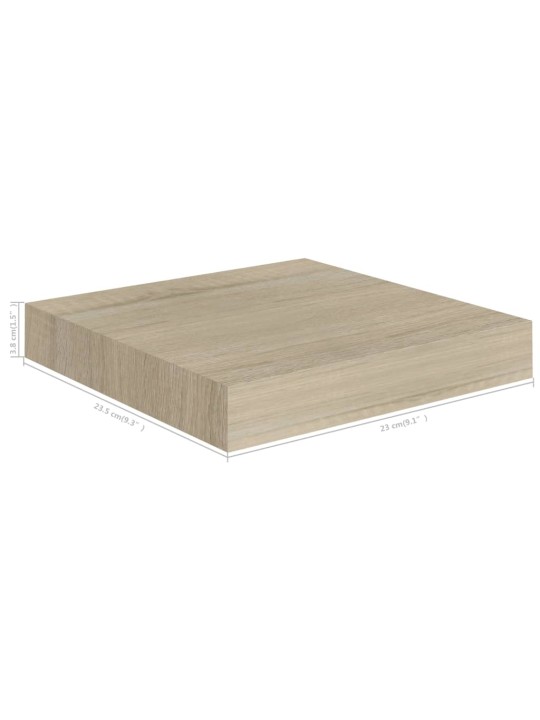 Sienas plaukti, 4 gab., ozolkoka krāsā, 23x23,5x3,8 cm, mdf