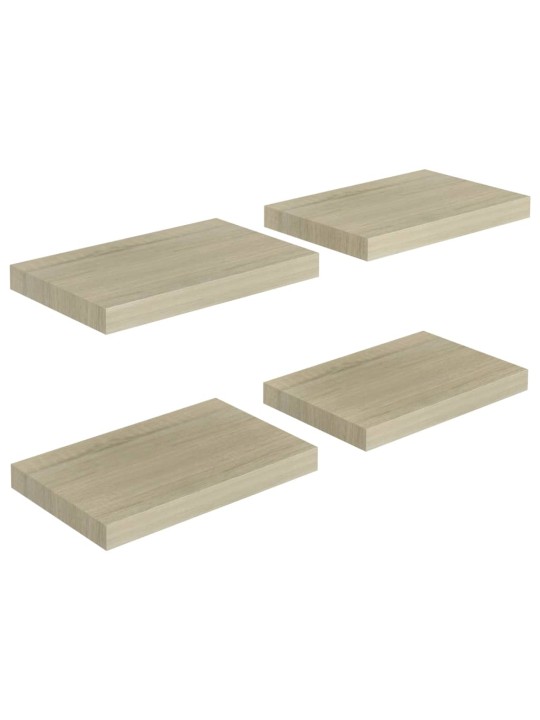 Sienas plaukti, 4 gab., ozolkoka krāsā, 40x23x3,8 cm, mdf
