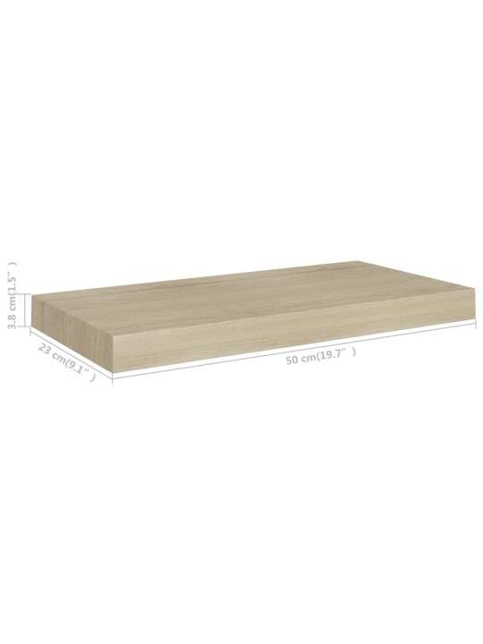 Sienas plaukts, ozolkoka krāsā, 50x23x3,8 cm, mdf