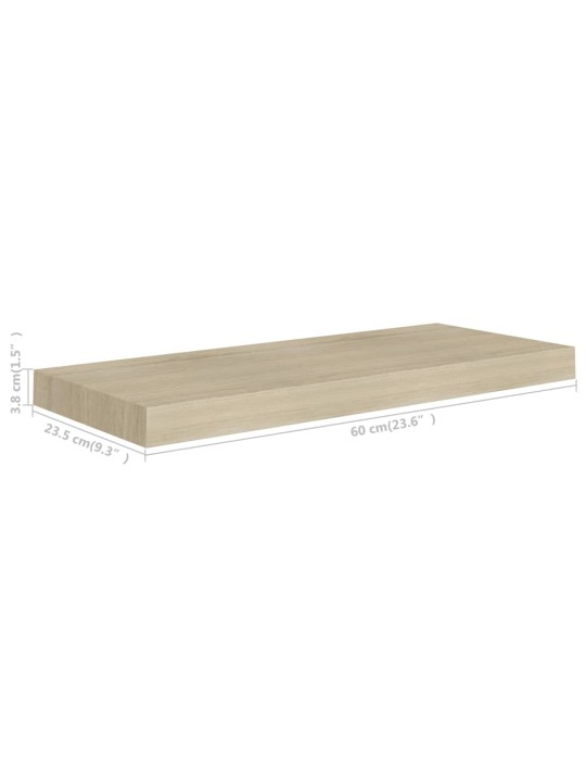 Sienas plaukts, ozolkoka krāsā, 60x23,5x3,8 cm, mdf