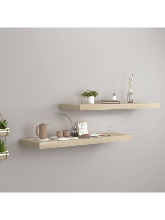 Sienas plaukti, 2 gab., ozolkoka krāsā, 80x23,5x3,8 cm, mdf