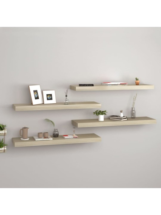Sienas plaukti, 4 gab., ozolkoka krāsā, 80x23,5x3,8 cm, mdf