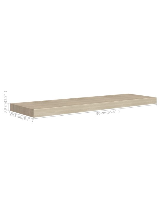 Sienas plaukts, ozolkoka krāsā, 90x23,5x3,8 cm, mdf
