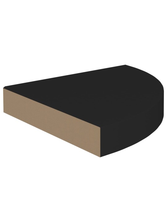 Stūra sienas plaukts, melns, 25x25x3,8 cm, mdf