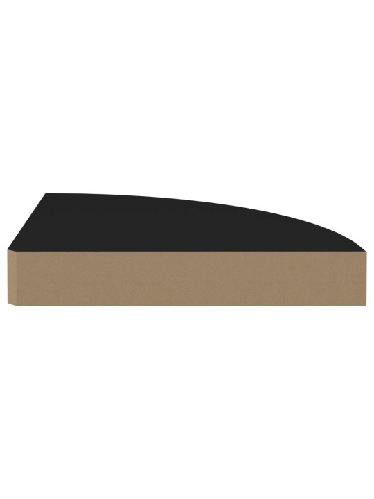 Stūra sienas plaukts, melns, 25x25x3,8 cm, mdf