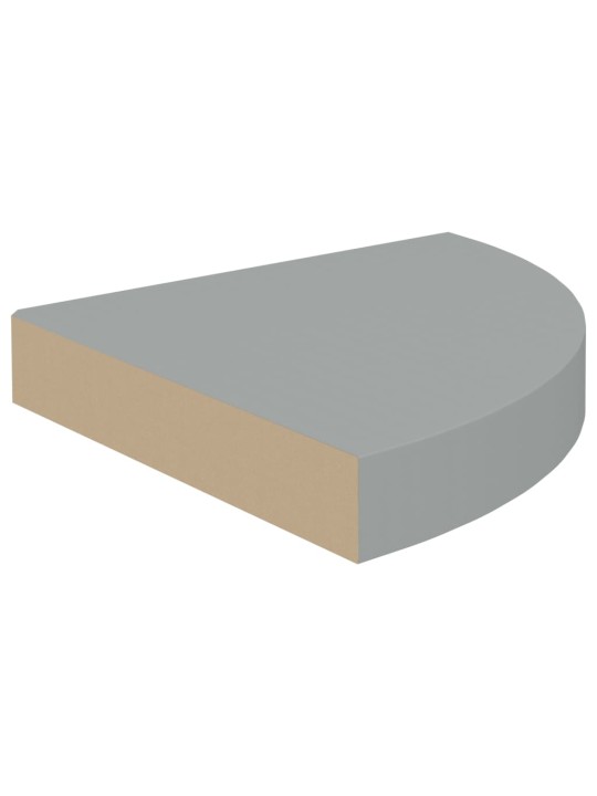 Stūra sienas plaukts, pelēks, 25x25x3,8 cm, mdf