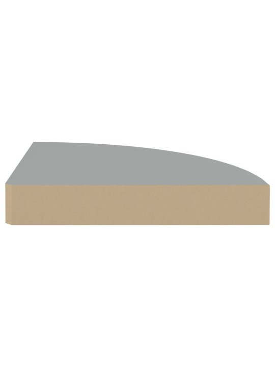 Stūra sienas plaukts, pelēks, 25x25x3,8 cm, mdf