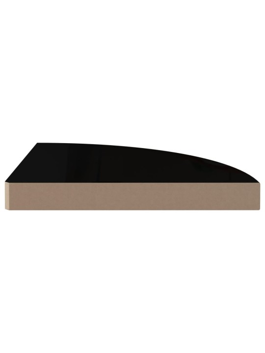 Stūra sienas plaukti, 2 gab., spīdīgi melni, 35x35x3,8 cm, mdf