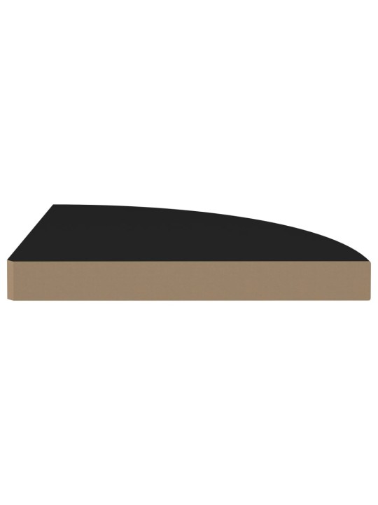 Stūra sienas plaukts, melns, 35x35x3,8 cm, mdf