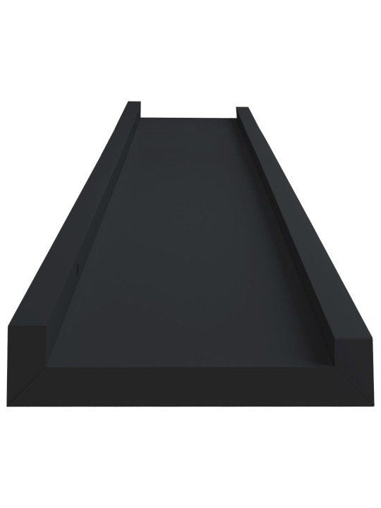 Sienas plaukti ar apmalēm, 2 gab., melni, 80x9x3 cm, mdf