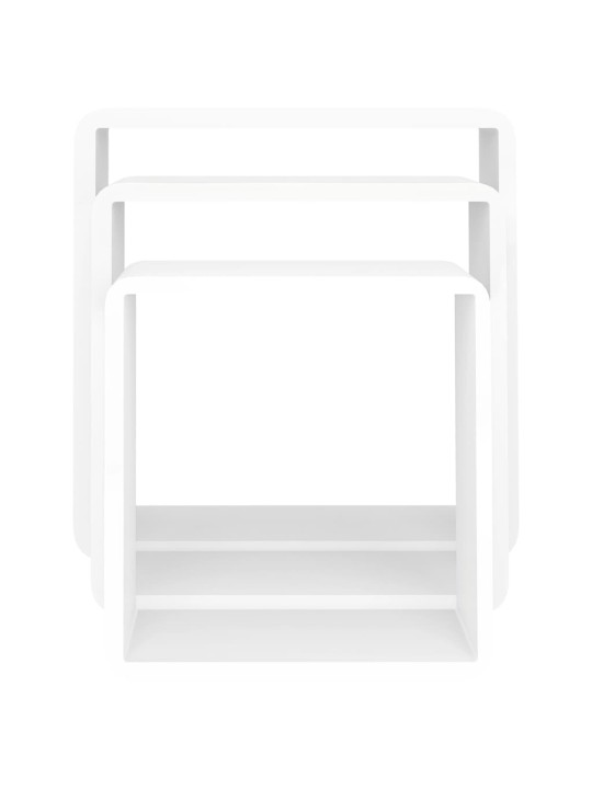 Kuba formas sienas plaukti, 3 gab., balti, mdf