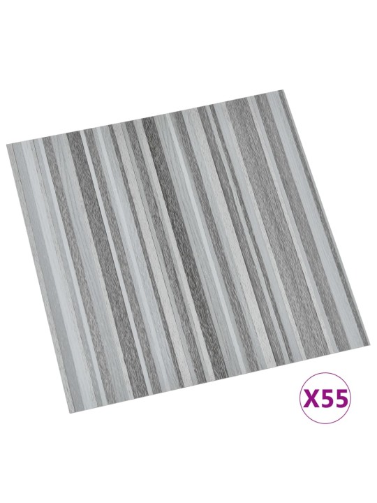 Grīdas flīzes, 55 gab., pašlīmējošas, 5,11 m², pvc, pelēkas