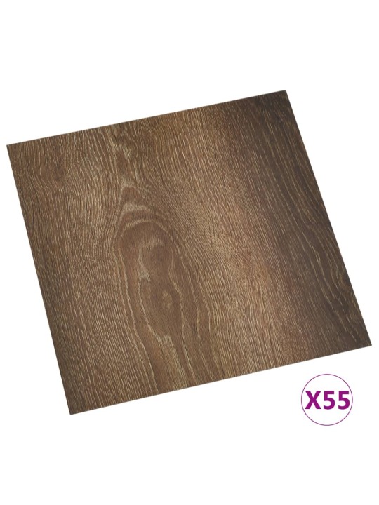Grīdas flīzes, 55 gab., pašlīmējošas, 5,11 m², pvc, brūnas