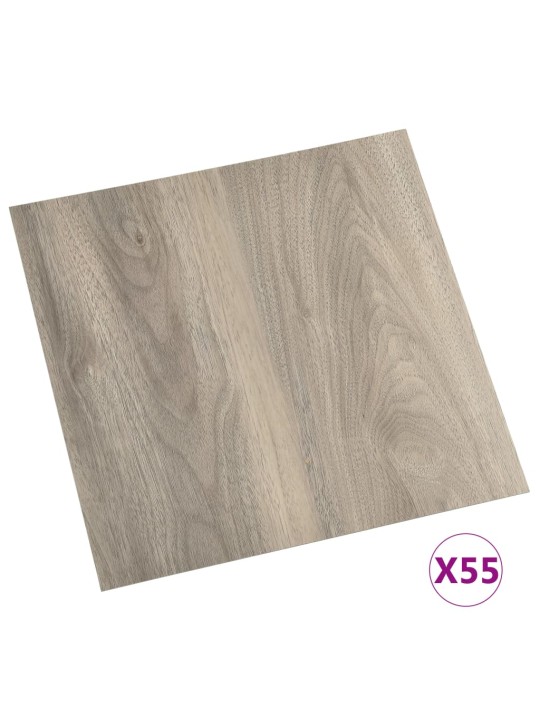 Grīdas flīzes, 55 gb., pašlīmējošas, 5,11 m², pvc, pelēkbrūnas