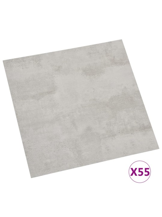 grīdas flīzes, 55 gab., pašlīmējošas, 5,11 m², pvc, pelēkas