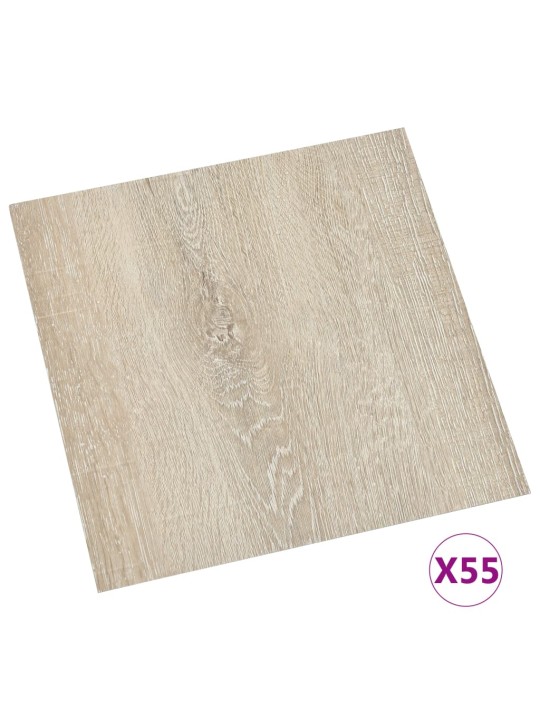 grīdas flīzes, 55 gab., pašlīmējošas, 5,11 m², pvc, bēšas
