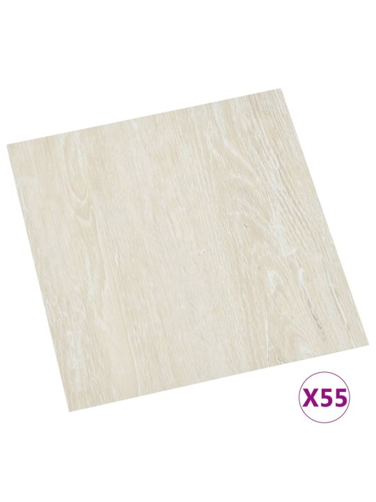 Grīdas flīzes, 55 gab., pašlīmējošas, 5,11 m², pvc, krēmkrāsā