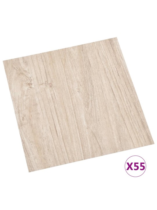 Grīdas flīzes, 55 gab., pašlīmējošas, 5,11 m², pvc, brūnas