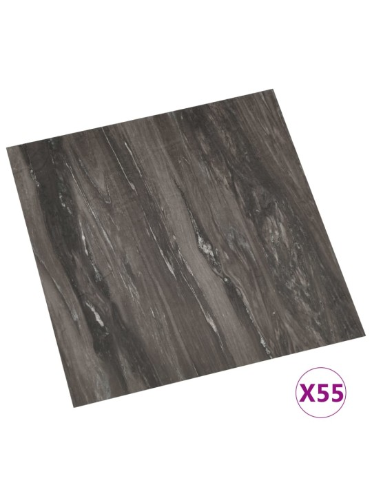Grīdas flīzes, 55 gab., pašlīmējošas, 5,11 m², pvc, pelēkas