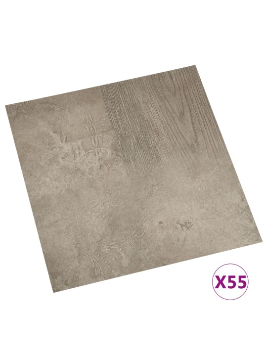 Grīdas flīzes, 55 gab., pašlīmējošas, 5,11 m², pvc, pelēkas