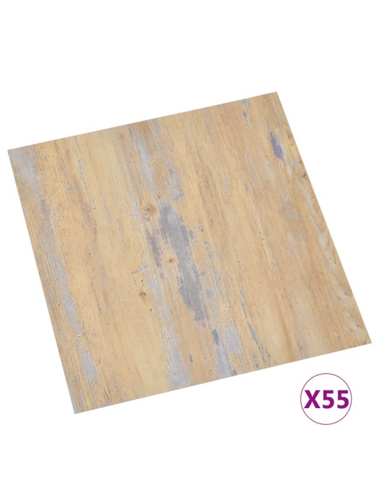 Grīdas flīzes, 55 gab., pašlīmējošas, 5,11 m², pvc, brūnas