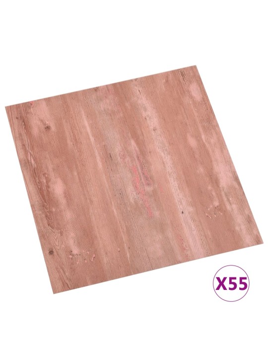 Grīdas flīzes, 55 gab., pašlīmējošas, 5,11 m², pvc, sarkanas