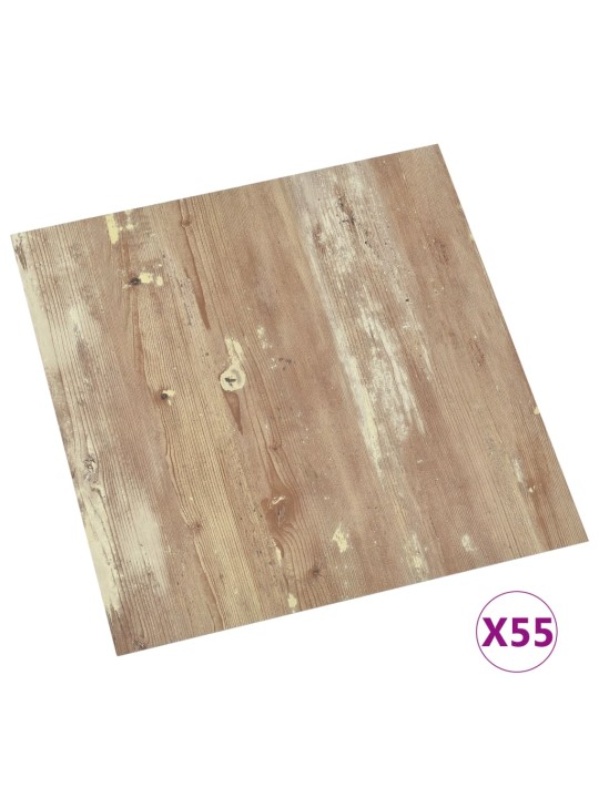Grīdas flīzes, 55 gab., pašlīmējošas, 5,11 m², pvc, brūnas