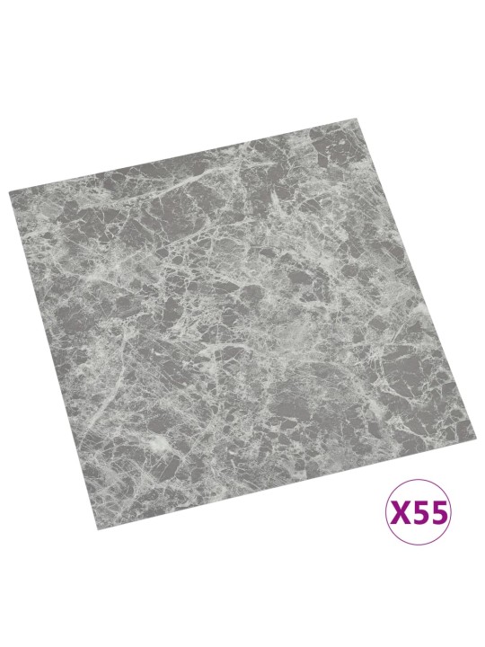 grīdas flīzes, 55 gab., pašlīmējošas, 5,11 m², pvc, pelēkas