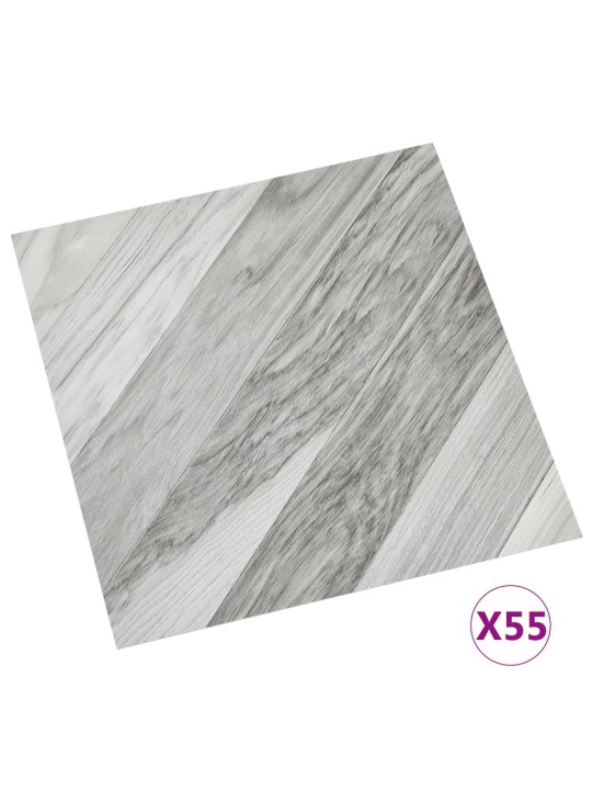 Grīdas flīzes, 55 gab., pašlīmējošas, 5,11 m², pvc, pelēkas