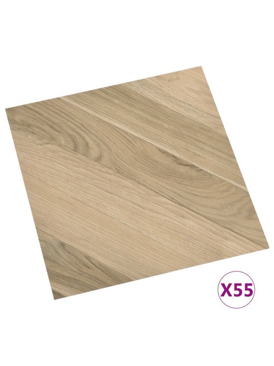 Grīdas flīzes, 55 gab., pašlīmējošas, 5,11 m², pvc, brūnas