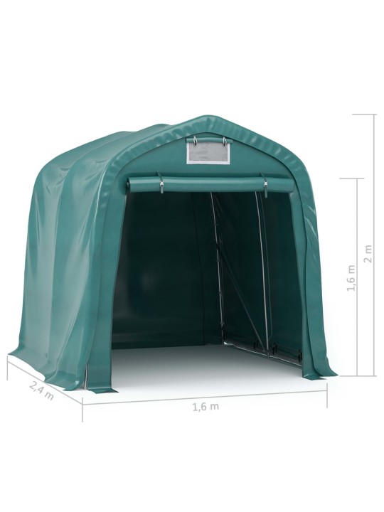 Garāžas telts, pvc, 1,6x2,4 m, zaļa